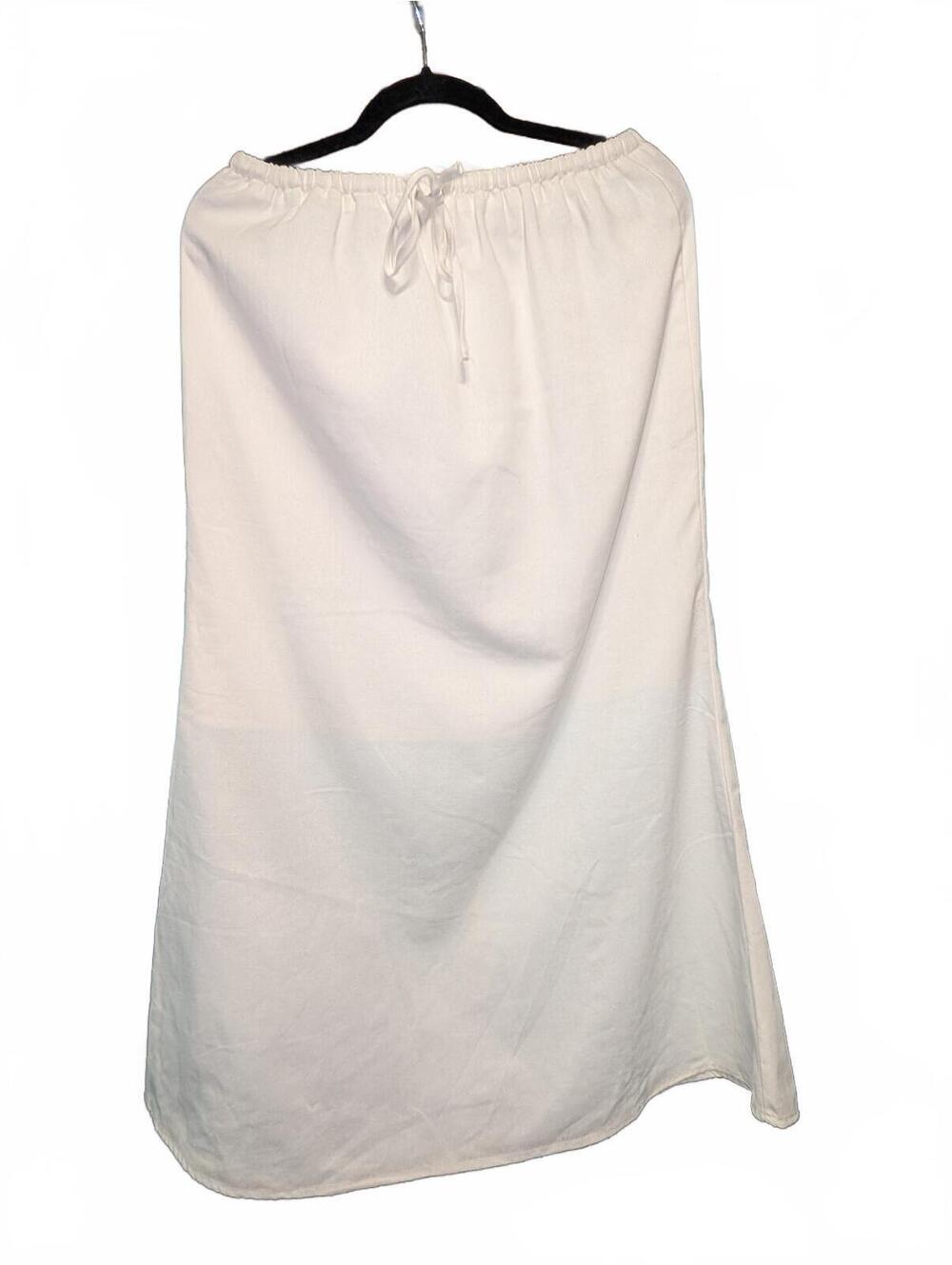 White Drawstring Elastic Waist Midi Skirt-Size Med- NWOT